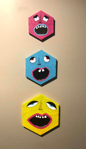 Hexaheads Set (blue/Yellow/pink)